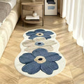 Soft Plush Area Rug Non-Slip Backing 10mm Thick Luxury Imitation Cashmere Floor Mat Machine Washable Floral Pattern for Bedroom Bedside Living Room Corridor Study Cloakroom Home Decor Navy Blue Brown