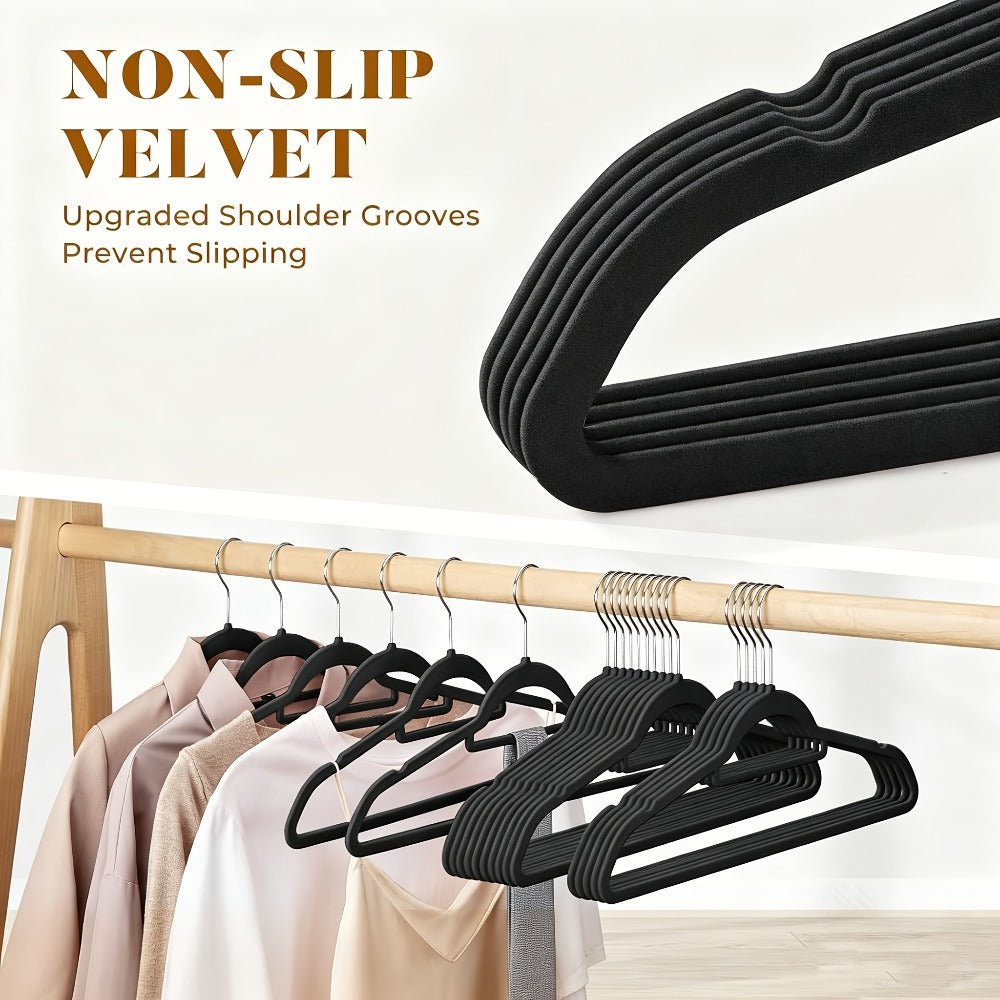 Velvet Hangers Non-Slip Slim Space Saving Clothes Hangers, Premium Flocked Suit Hangers for Closet Organization, Ultra Thin Strong Coat Hangers for Shirts Dresses Pants, 20 or 50 Pack Black Beige Pink