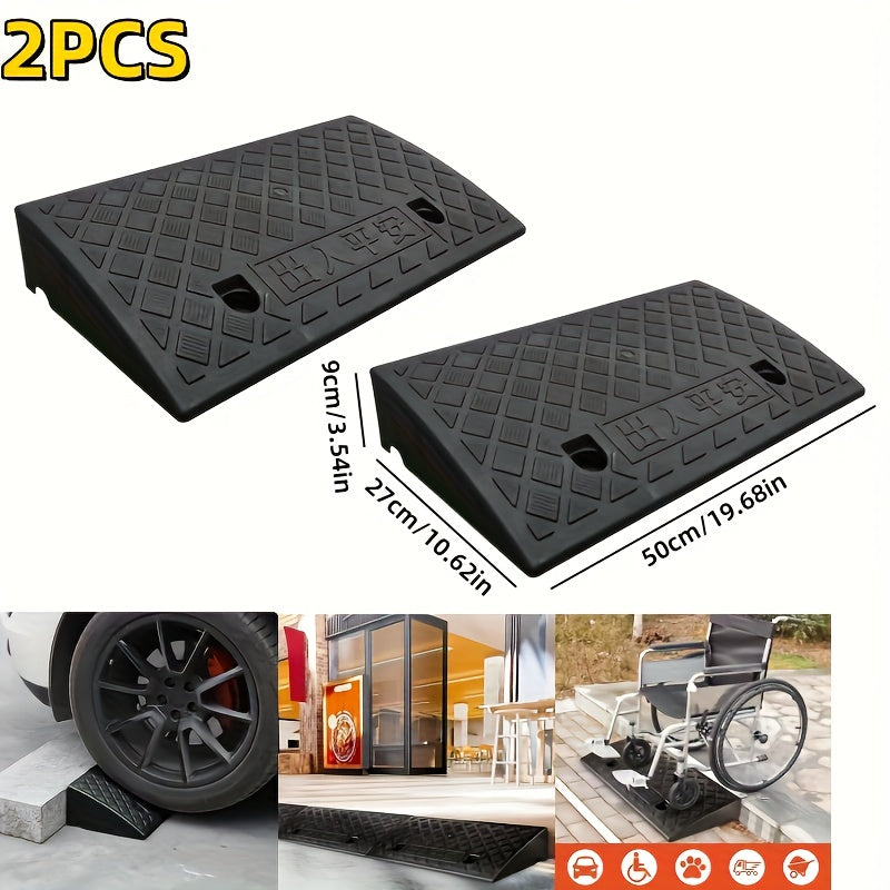 Curb Ramp Heavy Duty Plastic 3000 lb Portable Lightweight for Car SUV Motorcycle Bike Wheelchair Scooter Driveway Sidewalk Loading Dock Garage Outdoor Use Mobility Aid Ramp 2/4 Pack Black