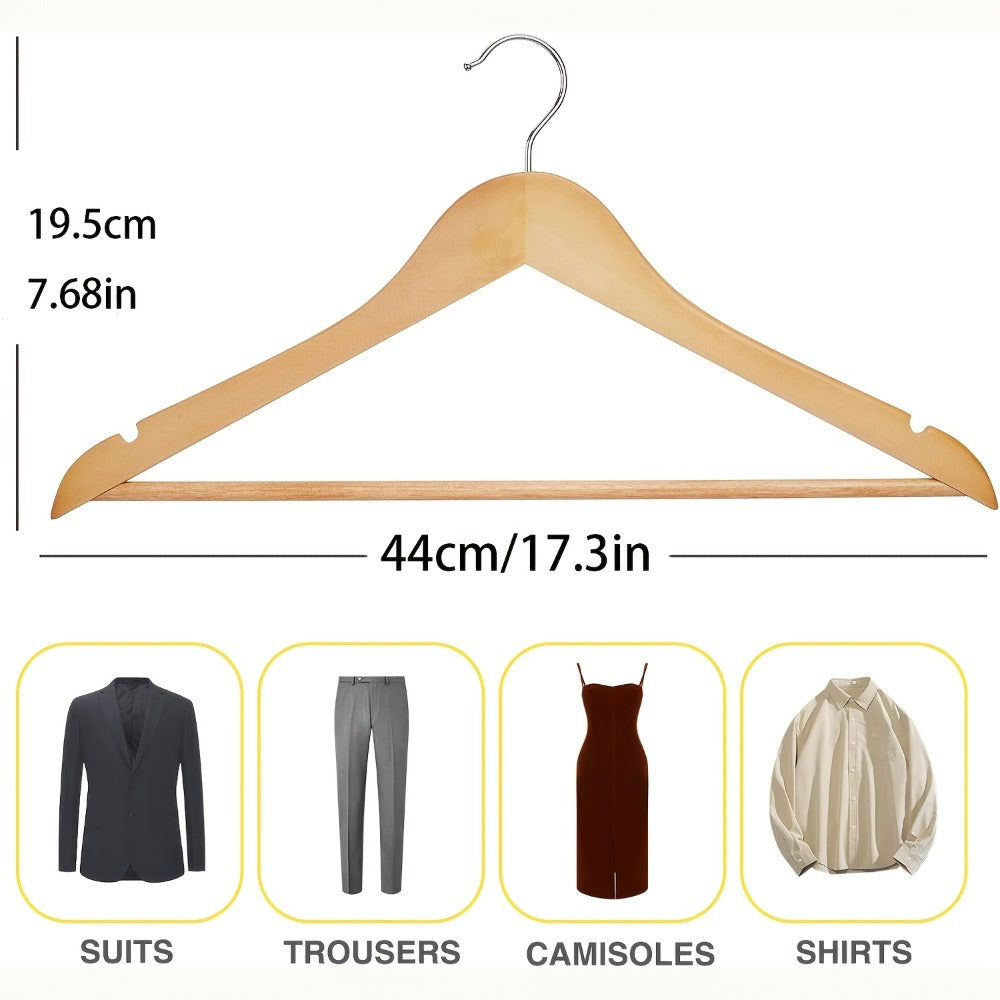 Solid Wood Clothes Hangers Heavy Duty ¨C 10/20/30 Pack Champagne Sturdy Wooden Coat Hangers for Jackets, Dresses & Heavy Coats | Space-Saving Wardrobe Hangers for Home, Office & Hotel Closet Organization
