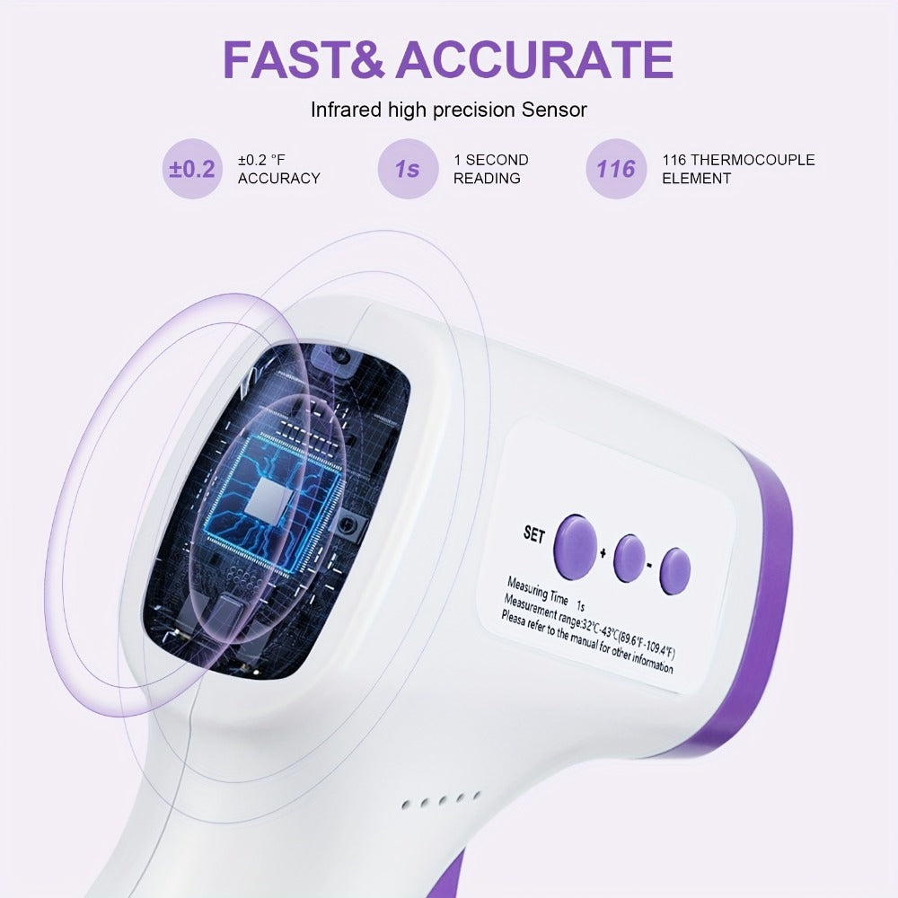 Non-Contact Forehead Thermometer Digital Infrared ¨C 1-Second Instant Reading, Fever Alarm, 3-in-1 Forehead & Object Mode, FSA HSA Eligible, Silent & Memory Mode, 3 Backlights