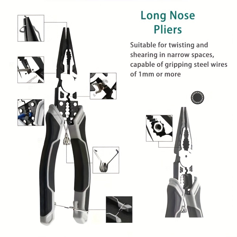 3pcs Pliers Set Diagonal Pliers Needle Nose Pliers Wire Cutter Multifunctional Electrician Hand Tools Heavy Duty Hardware Tool Kit