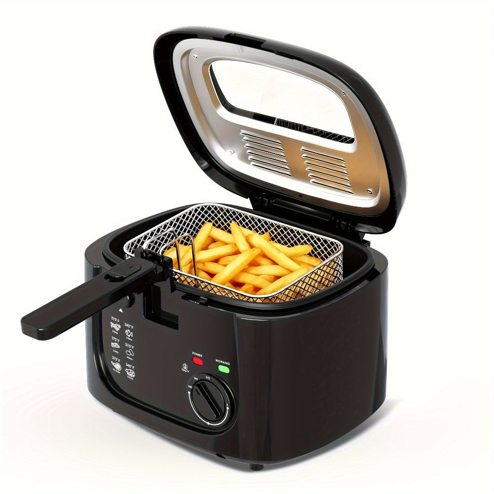 Electric Deep Fryer 1500W ¨C 84.54oz Large Capacity, Adjustable Temperature Control, Non-Stick Basket, Viewing Window, Removable Lid, One-Touch Switch, Easy to Clean, Black & White Options
