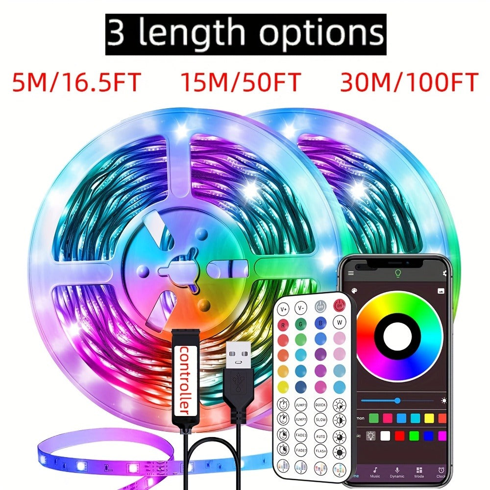 Smart RGB LED Strip Lights 10M 32FT Remote Control Color Changing Atmosphere Lights for Bedroom Room Party Halloween Christmas Wedding Home Decor