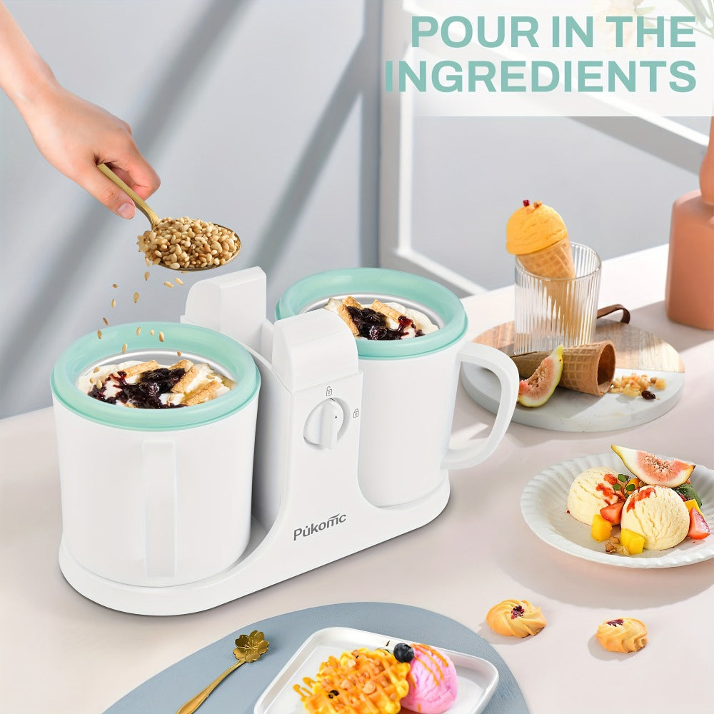 Ice Cream Maker 1 Quart Homemade Ice Cream Machine for Soft Serve Frozen Yogurt Smoothies Gelato Easy Clean Separate Bowl Design Compact Electric Dessert Maker