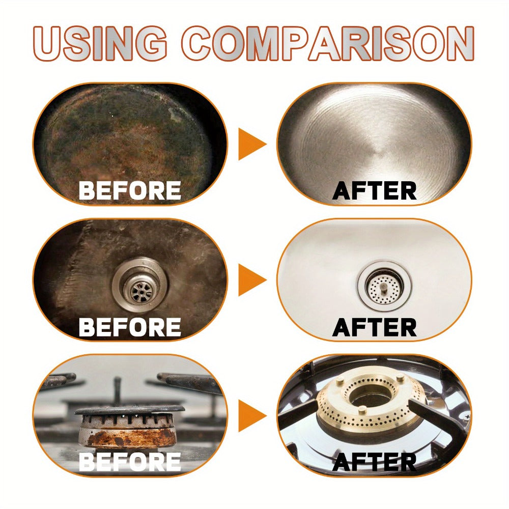 Stainless Steel Cleaner & Pot Bottom Cleaner Paste ¨C Removes Black Grime, Rust & Grease from Pots, Pans & Kitchen Surfaces, Long-Lasting Shine in One Step