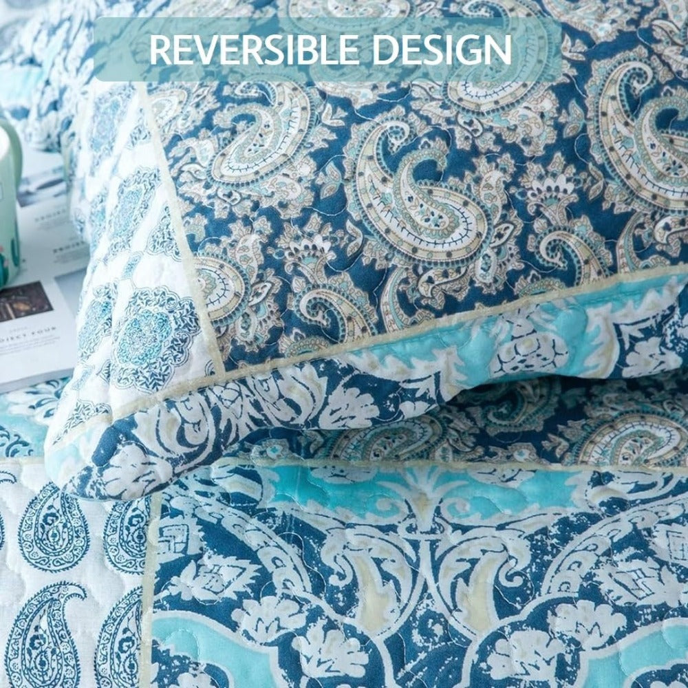Floral Quilt Set Lightweight Bedspread Coverlet 2 or 3-Piece, All Season Hypoallergenic Breathable Paisley Patchwork Print Quilt for Bedroom Guest Room Dorm RV Cabin, Twin Queen King, Shabby Chic