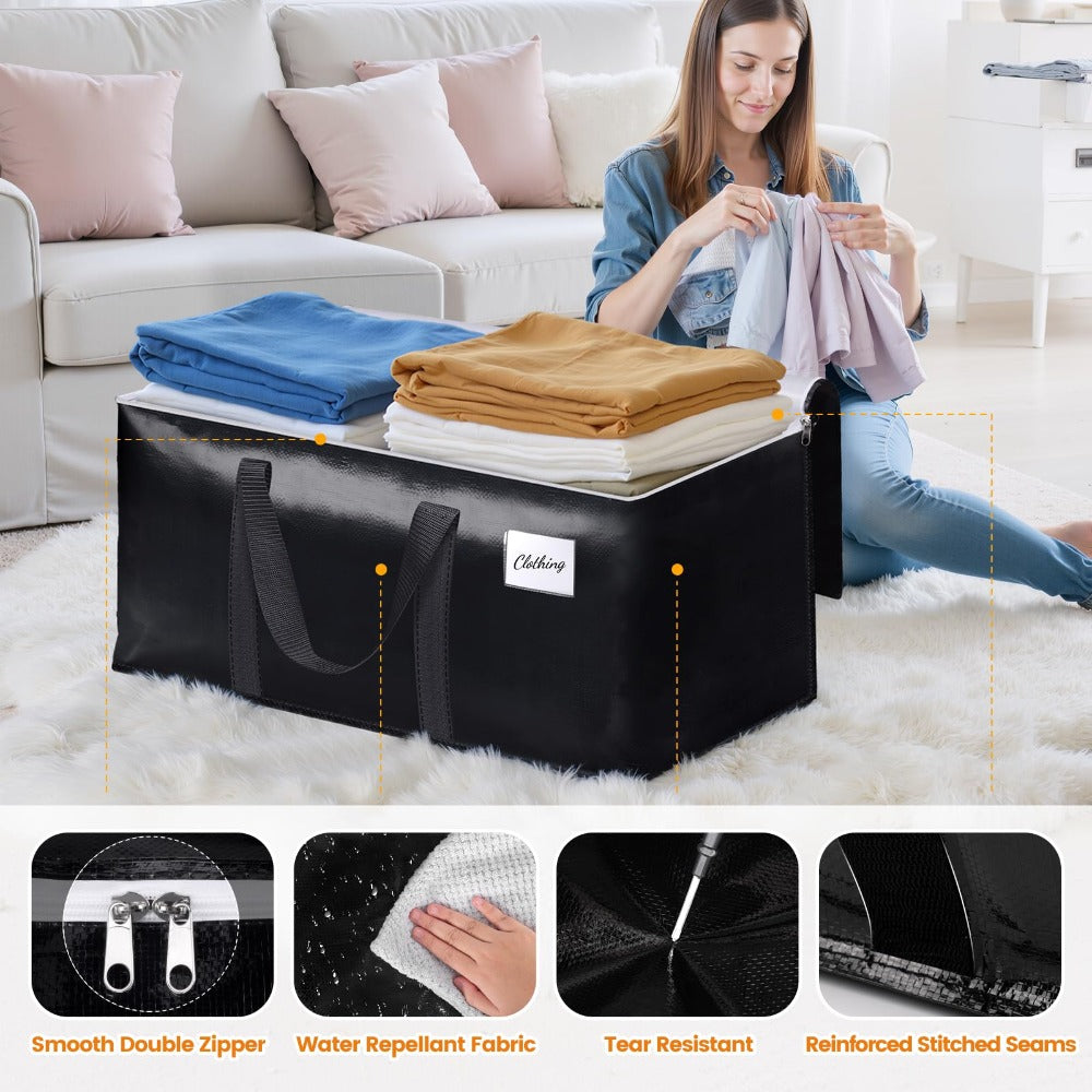 Moving Bags Extra Large Heavy Duty Storage Totes with Backpack Straps & Double Zipper ¨C 4pcs Stackable Packing Bags for Moving, Storage & Travel