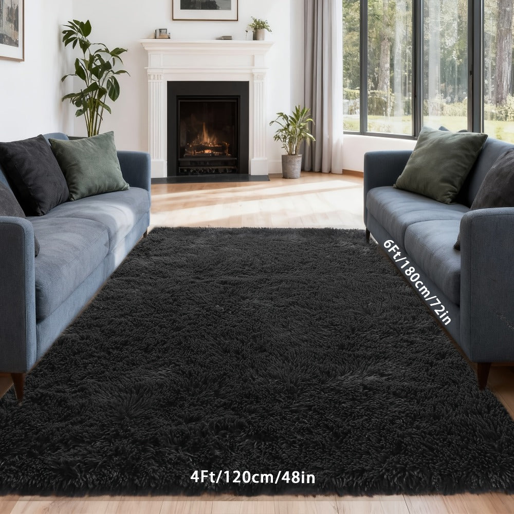 Fluffy Area Rug 4x6 - Soft High Pile Shaggy Carpet Non-Slip Indoor Floor Mat for Bedroom Living Room Dining Room, Blue & Tie Dye Rainbow Purple