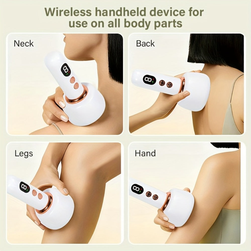 Vacuum Cupping Massager USB Rechargeable Scraping Massage Device Intelligent Suction Cup with 1200mAh Battery for Neck Shoulder Back Pain Relief Home Use