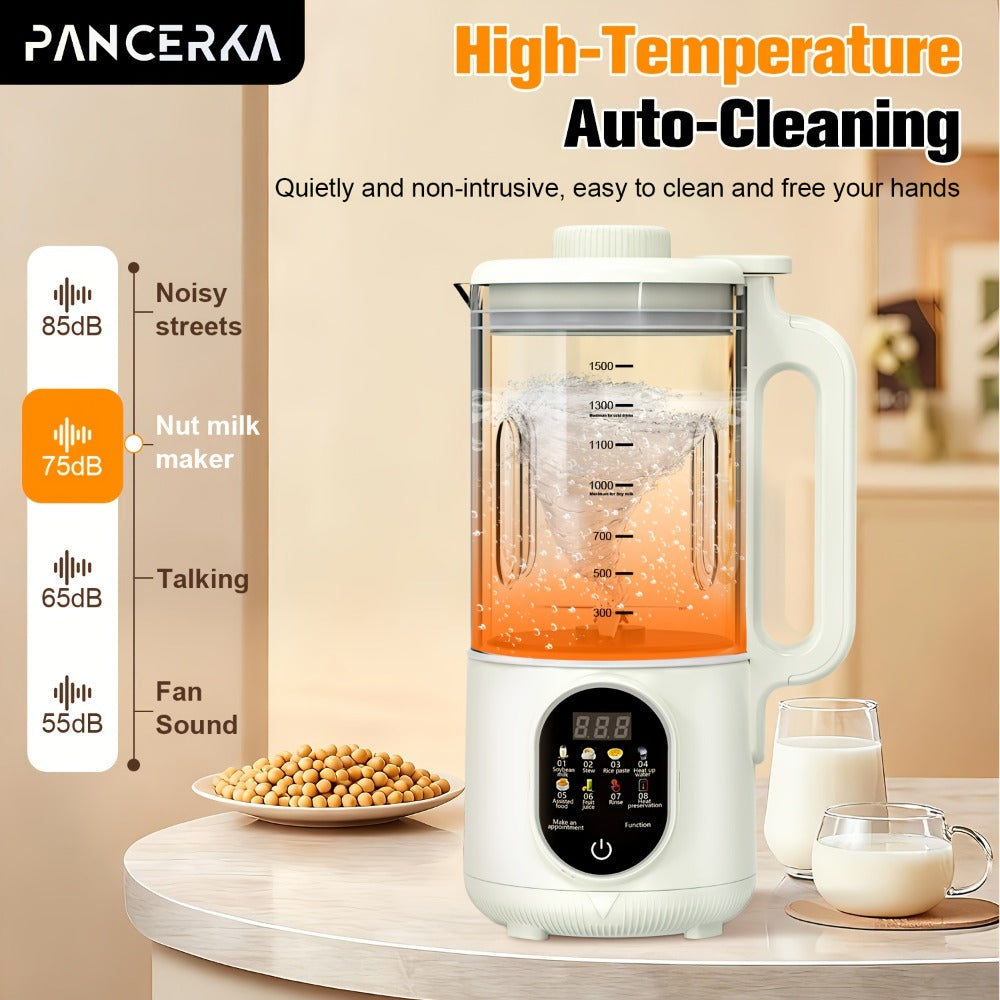 Nut Milk Maker Machine One-Touch Automatic - Multifunctional Plant-Based Milk Blender for Homemade Almond, Oat, Soy & Coconut Milk, High Capacity Countertop Blender for Dairy-Free Living