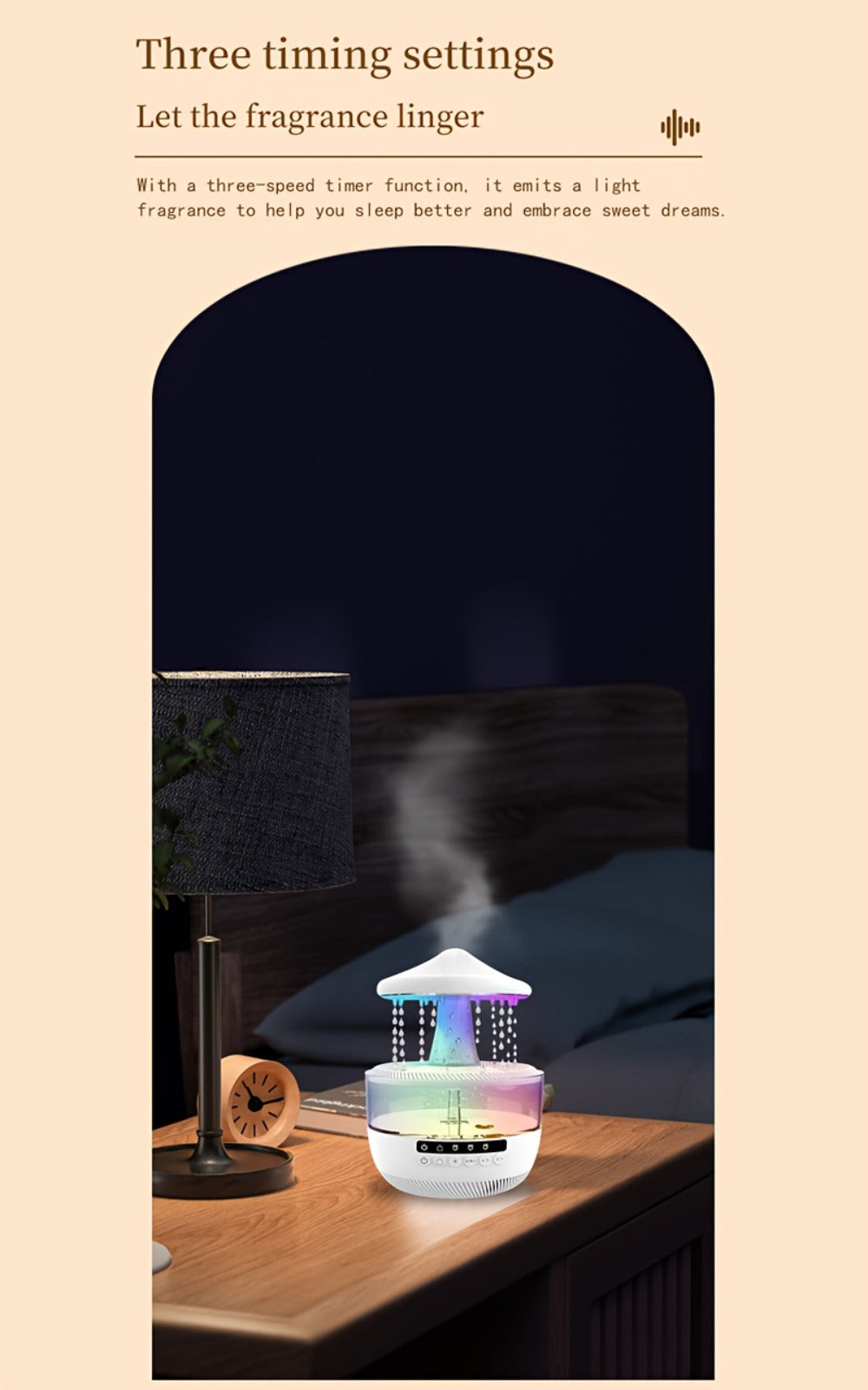 Aromatherapy Diffuser Humidifier Upgraded Colorful Raindrop Music Design 7-Color LED Night Light Large Capacity Quiet Operation for Bedroom Office Valentine Gift