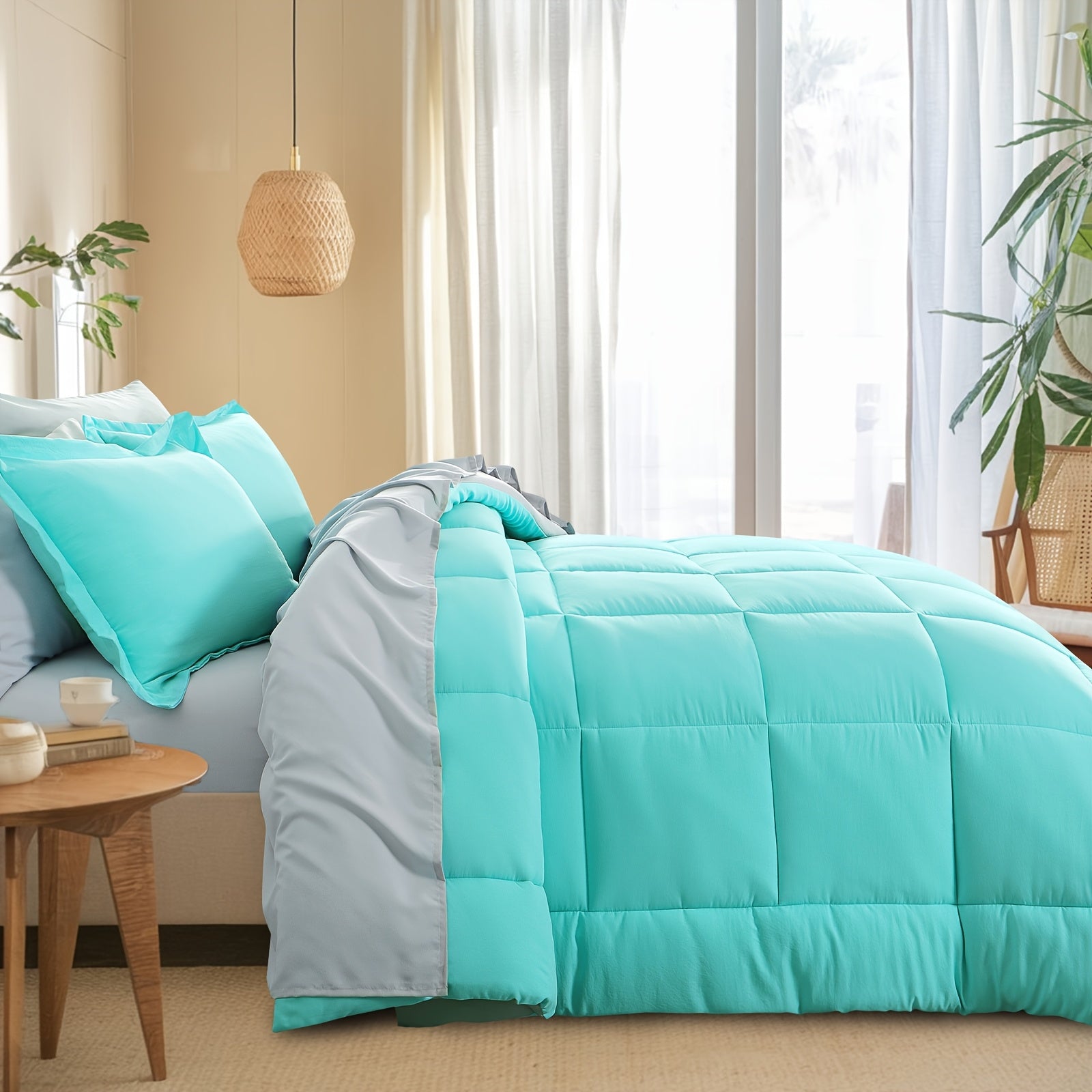 7 Piece Comforter Set Luxury Soft Fluffy Bedding All Season Bed in a Bag with Comforter Fitted Sheet Flat Sheet Pillowcases Hypoallergenic Breathable Easy Care Queen King Twin XL Full