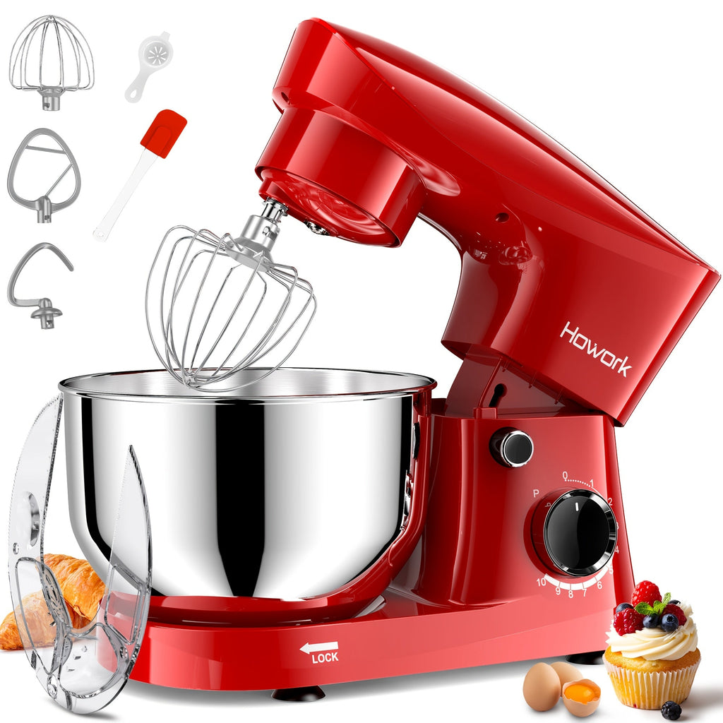 Stand Mixer 5QT, 10-Speed Electric Kitchen Mixer with Dough Hook, Flat Beater, Wire Whip & Pouring Shield ¡ª Dishwasher-Safe Attachments for Baking, Bread, Cake & Cookie Dough