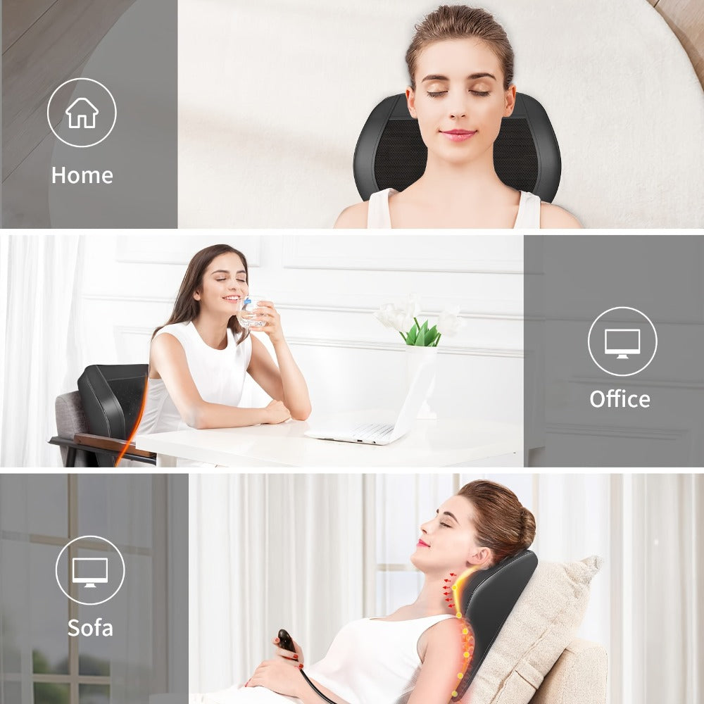 Shiatsu Back Massager with Heat Deep Tissue 3D Kneading for Neck Shoulder Back 3 Massage Modes 2 Heating Levels Electric Body Massager Gift for Mom Dad Women
