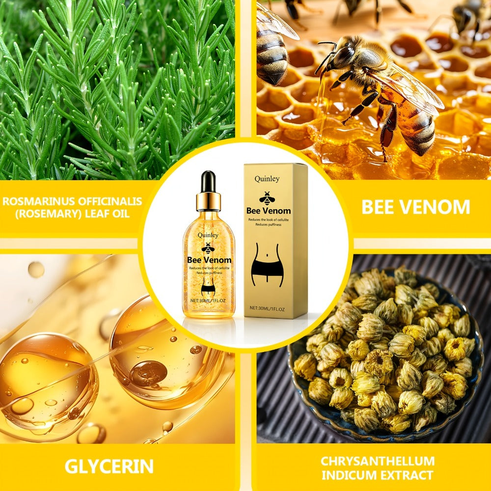 Bee Venom Body Firming Oil 30ml Tightening Massage Oil with Honey Rosemary Extract for Waist Arms Legs Belly Moisturizing Nourishing Hypoallergenic Body Contouring Hot Oil