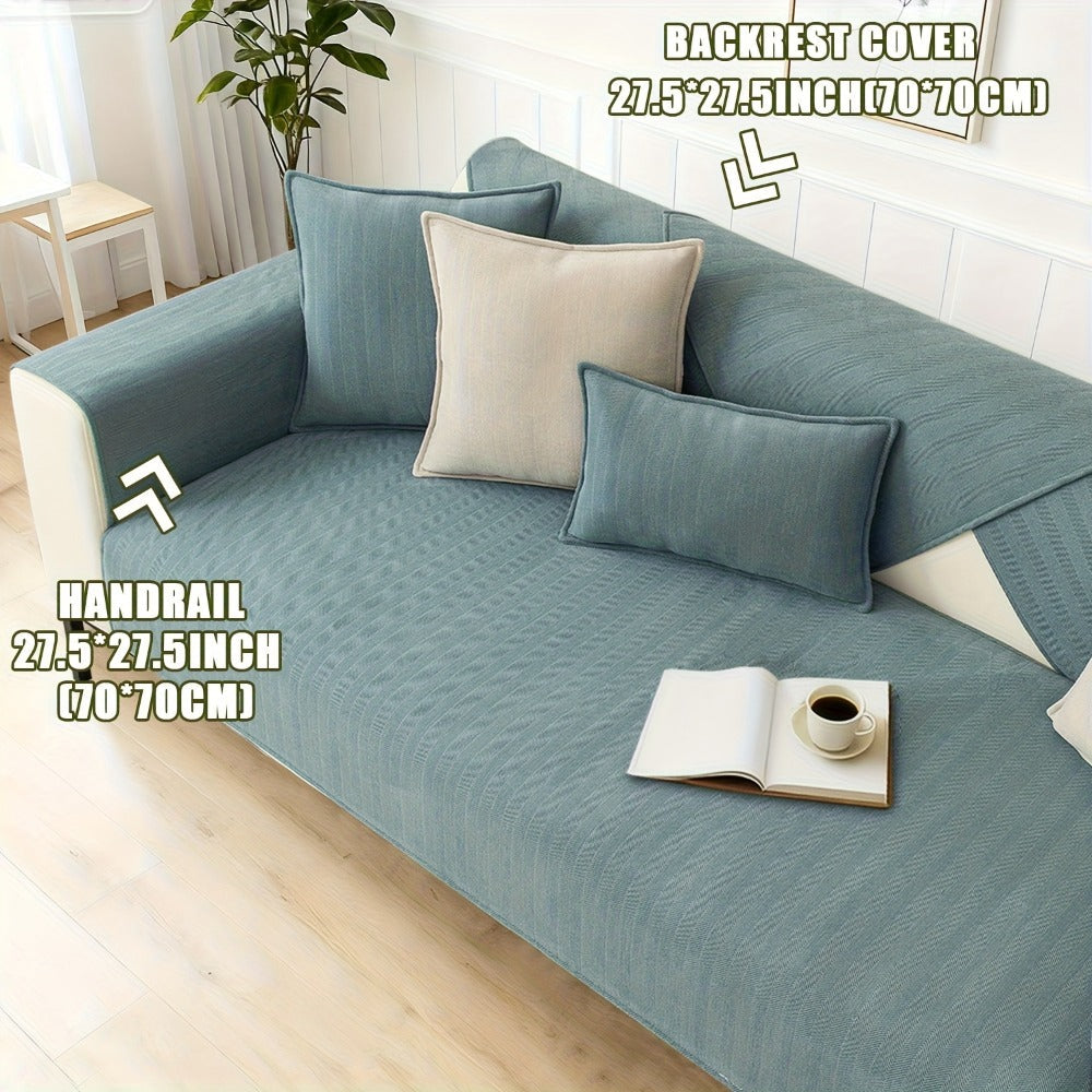 Chenille Ribbed Sofa Cover - Pet Friendly Non-Slip Machine Washable Soft Stretch Slipcover for 1-4 Seater Sectional Sofa Living Room Bedroom Office, 9 Colors