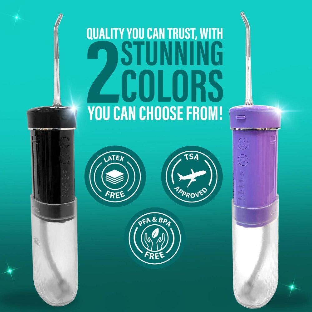 Compact Water Flosser Portable Travel Oral Irrigator ¨C Collapsible 290ml Tank, 4 Flossing Modes, 1800 Pulses/Min, Smart Timer, TSA-Approved, BPA-Free, 30-Day Battery ¨C Lavender
