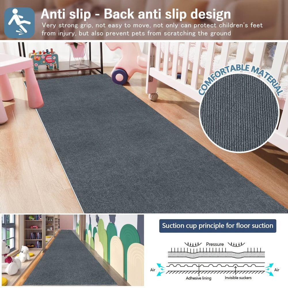 Striped Runner Rug Non-Slip Machine Washable ¨C 100% Polyester PVC Backing Indoor Outdoor Hallway Mat, Soundproof 0.2¡± Thick Carpet for Kitchen, Patio & Entryway ¨C 5 Colors, 4 Sizes