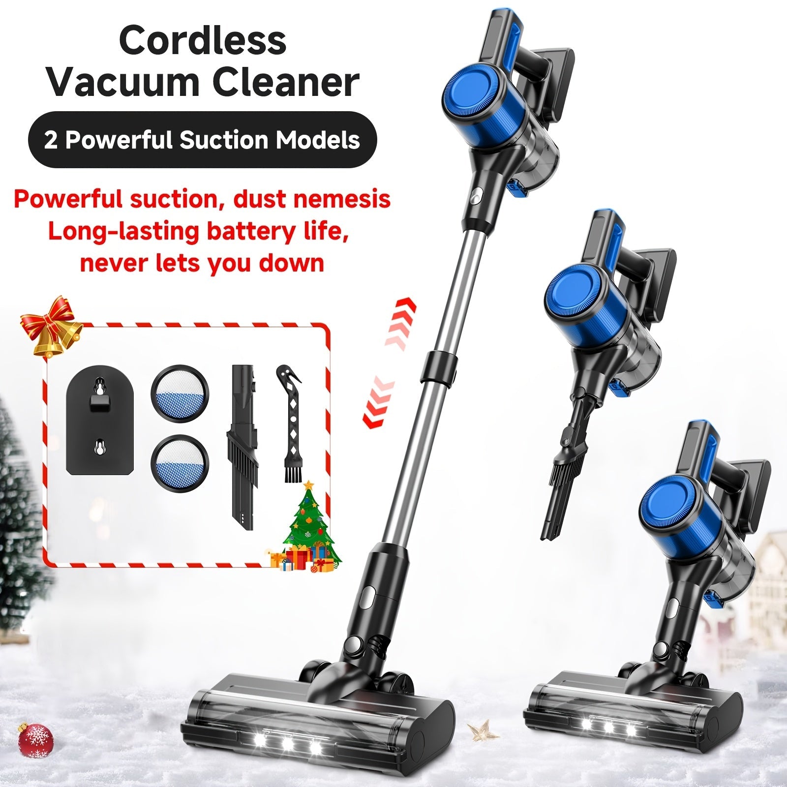 Cordless Stick Vacuum Cleaner 70KPa Brushless Motor 45-Min Runtime Lightweight for Pet Hair Carpet Hard Floor Dust with Cord & Cordless Modes