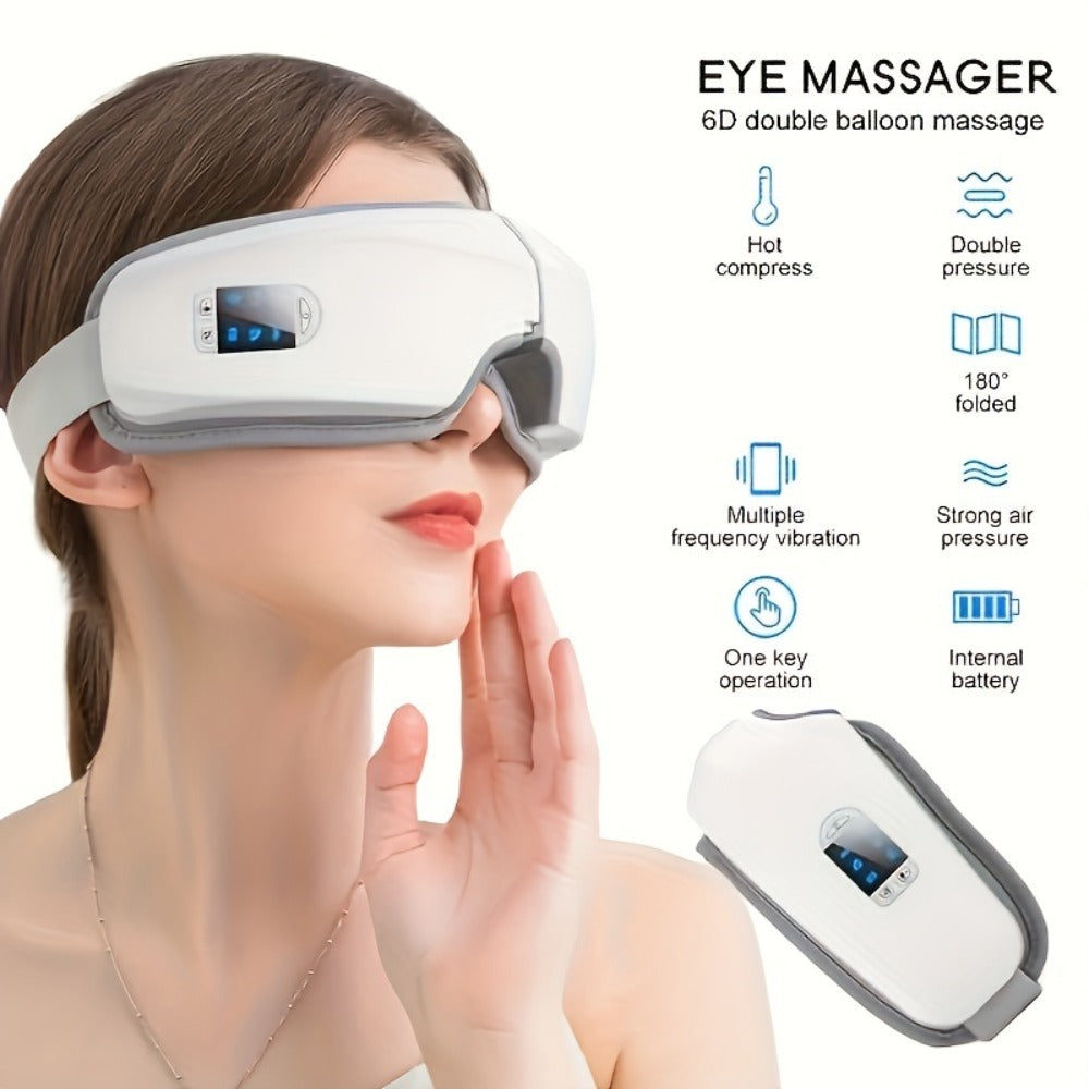 Eye Massager 4D Kneading Vibration Hot Compress Bluetooth Music Massage ¨C Rechargeable Portable Eye Relax Device for Stress Relief