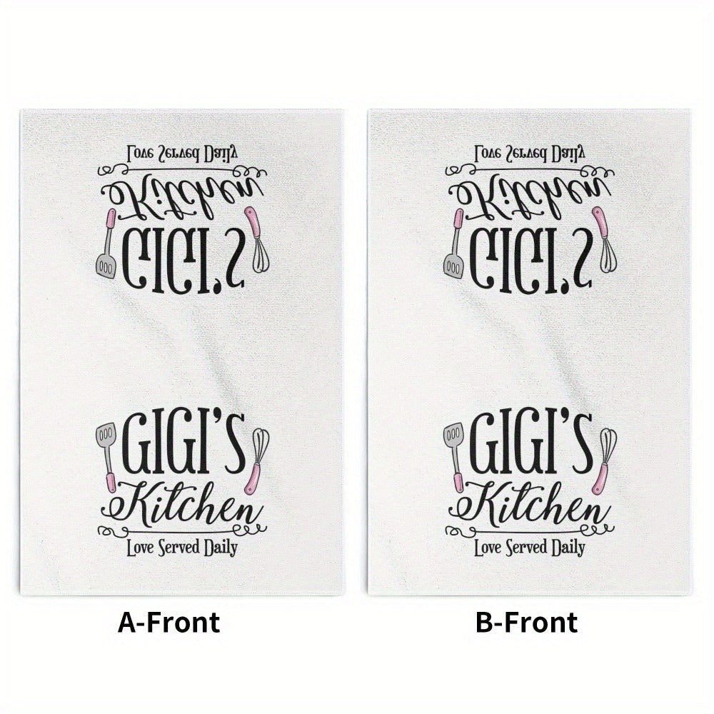 Kitchen Dish Towels 2 Pack 23.6x15.7 Inch - Decorative Hand Towels 370GSM Polyester Cartoon Utensil Graphic Love Served Daily Text Lightweight Soft Absorbent | Home Hotel Restaurant Kitchen Decor Gift