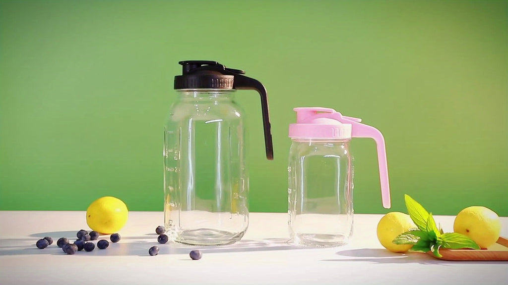 Glass Pitcher 64oz Mason Jar with Lid and Pour Spout - 2 Quart Wide Mouth Leak Proof Glass Jug for Fridge Iced Tea Sun Tea Lemonade and Juice, Creamer Container for Coffee and Breast Milk Storage, Available in 2 or 3 Pack