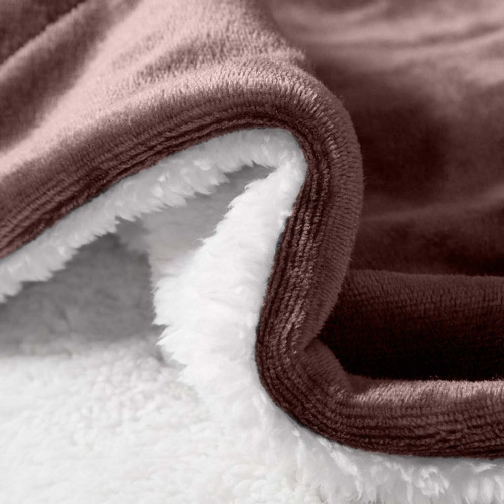 480GSM Sherpa Fleece Blanket ¨C Double-Sided Heavy Warm Throw for Couch, Bed & Travel, Reversible All Season, 13 Colors, 3 Sizes