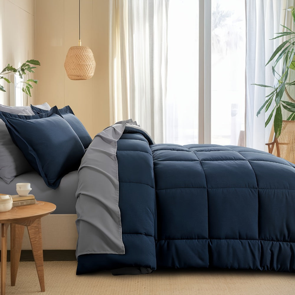 7 Piece Comforter Set Luxury Soft Fluffy Bedding All Season Bed in a Bag with Comforter Fitted Sheet Flat Sheet Pillowcases Hypoallergenic Breathable Easy Care Queen King Twin XL Full