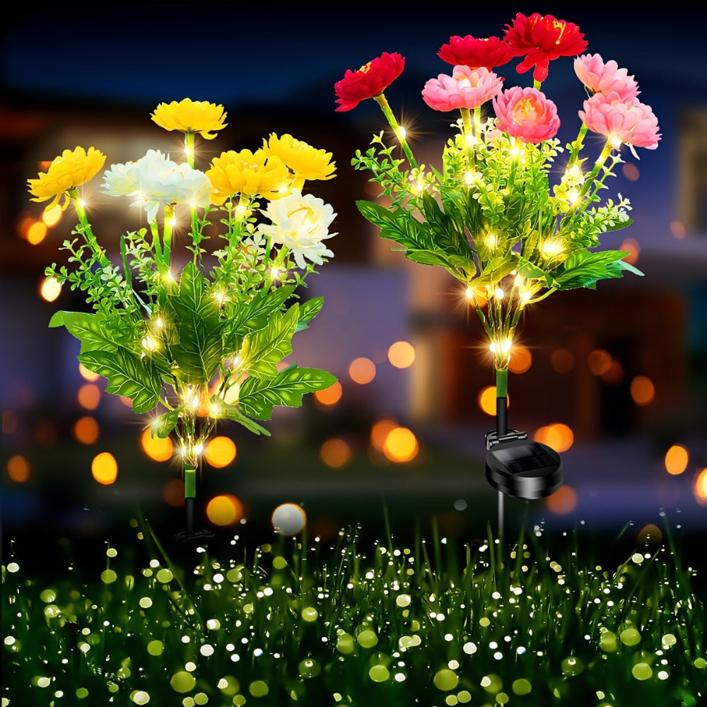 Solar Garden Lights Outdoor Waterproof ¨C 5pcs Simulated Snow Lotus Flower LED Stake Lights for Lawn, Garden, Pathway, Courtyard, Patio Decor, Warm White Glow, Holiday Gift