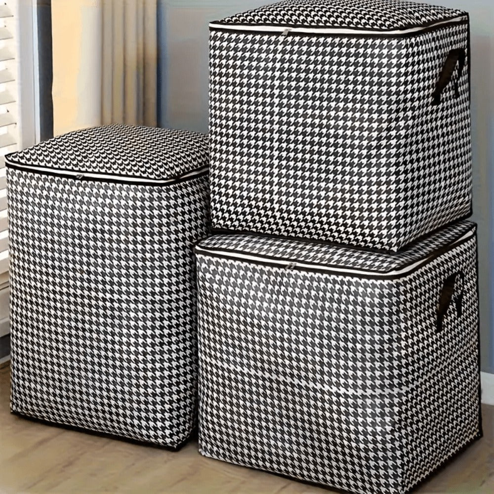 Oversized Storage Bin with Lid & Handles | Clothes Blanket Organizer Box, Dust-Proof Compartment Bucket, Under-Bed Travel Basket