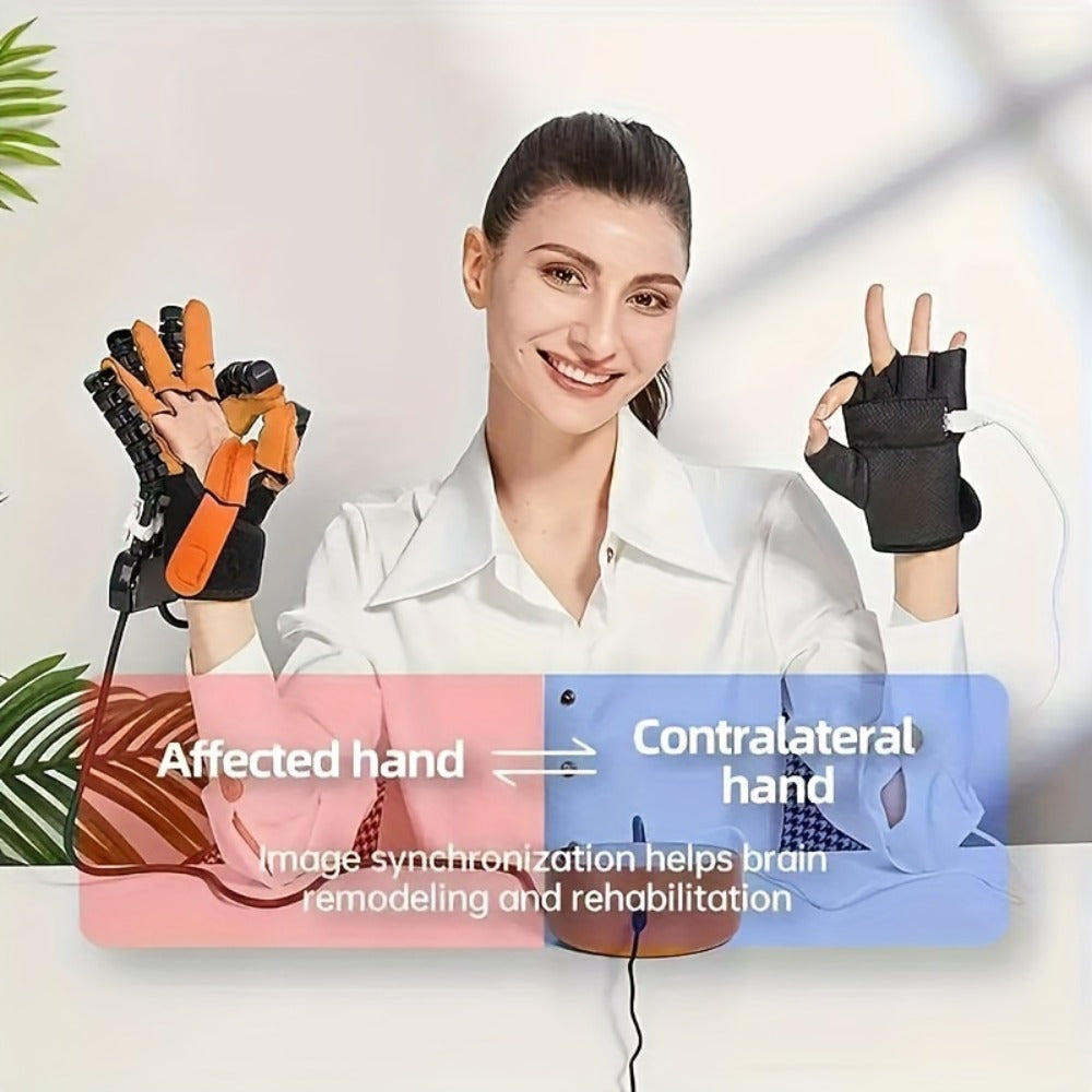 Rehabilitation Robot Gloves for Hand & Finger Training, Air Pressure Finger Exercise Device with LCD Touch Screen, Stroke Recovery & Finger Separation Rehab Glove for Elderly, Left or Right Hand M-XXL
