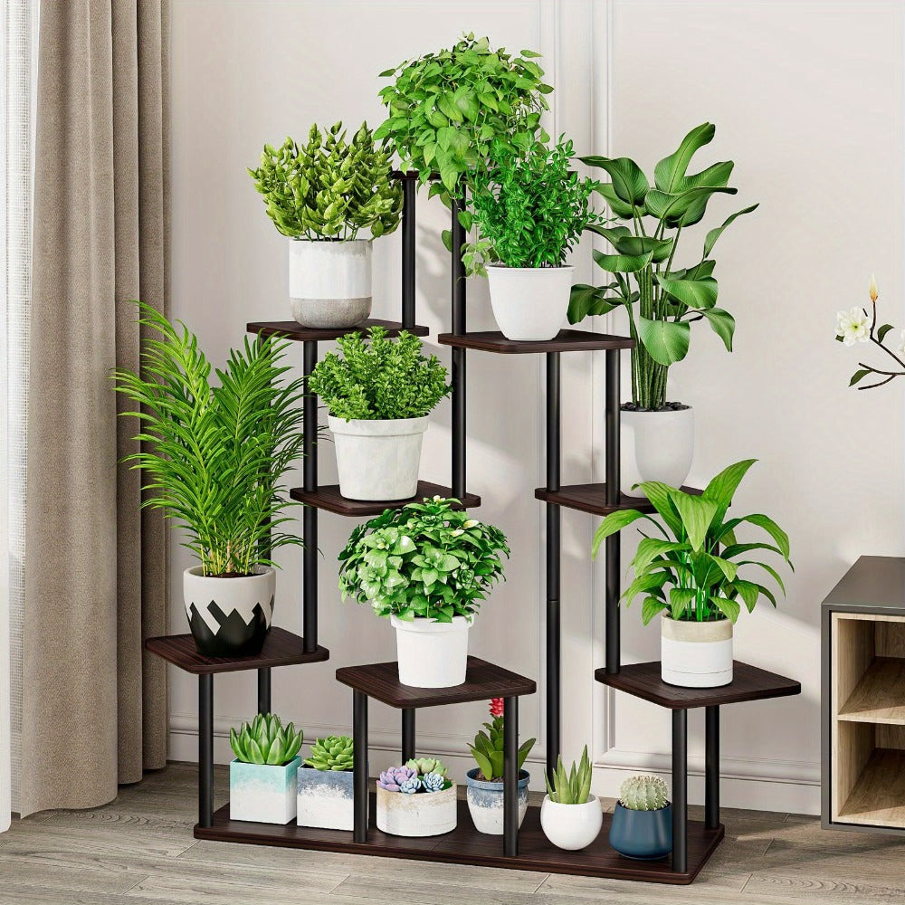 Plant Stand Indoor Multi Tier Corner Metal Flower Stand Tall Plant Shelf for Living Room Bedroom Patio Garden Balcony 5 Tier 7 Tier 9 Tier Black White Black Oak Utility Rack