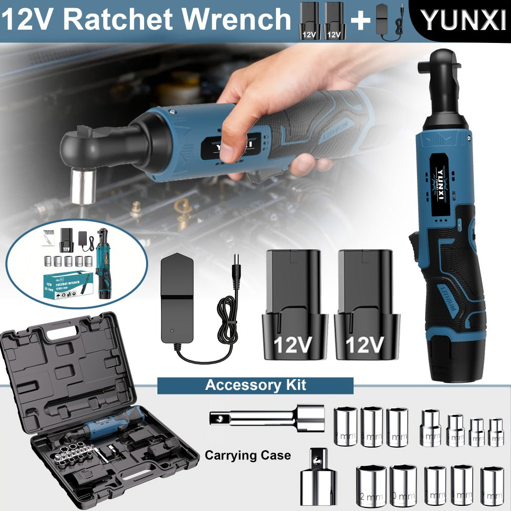 12V Brushless Electric Ratchet Wrench Set with Battery & Quick Charger ¨C Wireless Car Repair Tool Kit for Home & Auto, Holiday Gift for Men