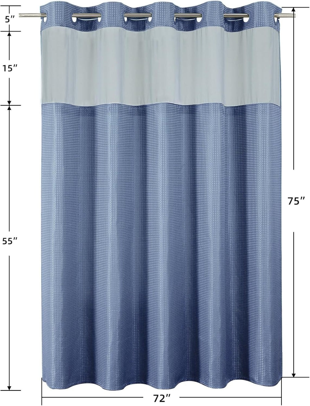 Waffle Shower Curtain with Liner Set Hookless Snap-In Double Layer Polyester Fabric Waterproof Easy Clean for Bathroom Hotel Home Decor