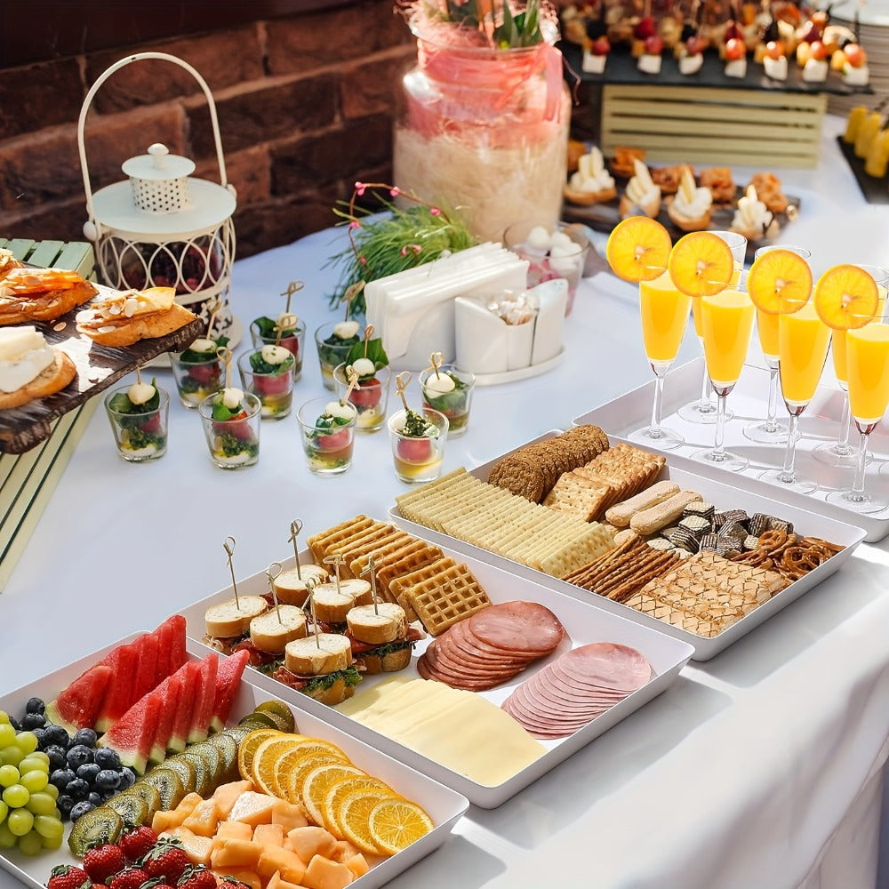 Serving Tray Set of 4 ¨C Reusable Plastic Platters for Fruit, Cookies, Dessert & Snacks | Kitchen Party Organizer