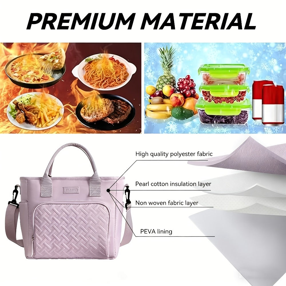 Insulated Lunch Bag Extra Large 11L Thermal Tote with Adjustable Shoulder Strap and Handle Hot Cold Food Carrier Beach Cooler Bag for Outdoor Picnic Work in Black Purple Green Grey