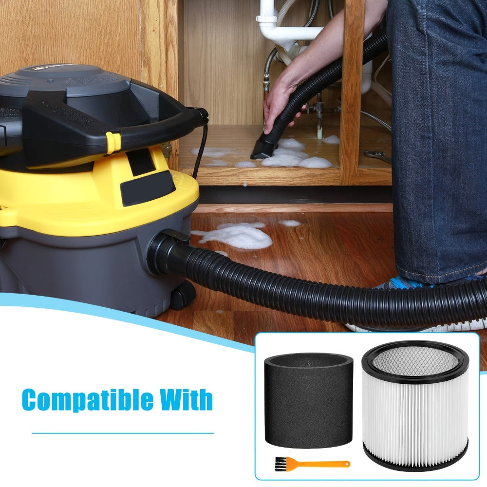 Shop Vac Replacement Filter 2-Pack ¨C Washable Cartridge Filter Compatible with 90350 90304 90333, Fits Most Wet Dry Vacuum 5 Gallon and Above, Reusable Wet Dry Vac Filter Set