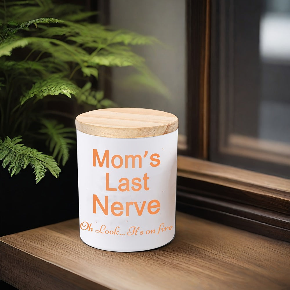 Lavender Scented Soy Candle Gift for Mom Engraved Crystal Glass Candle Funny Mom's Last Nerve Candle Mothers Day Birthday Christmas Gift from Daughter Son 12+ Hour Burn Soy Beeswax Blend