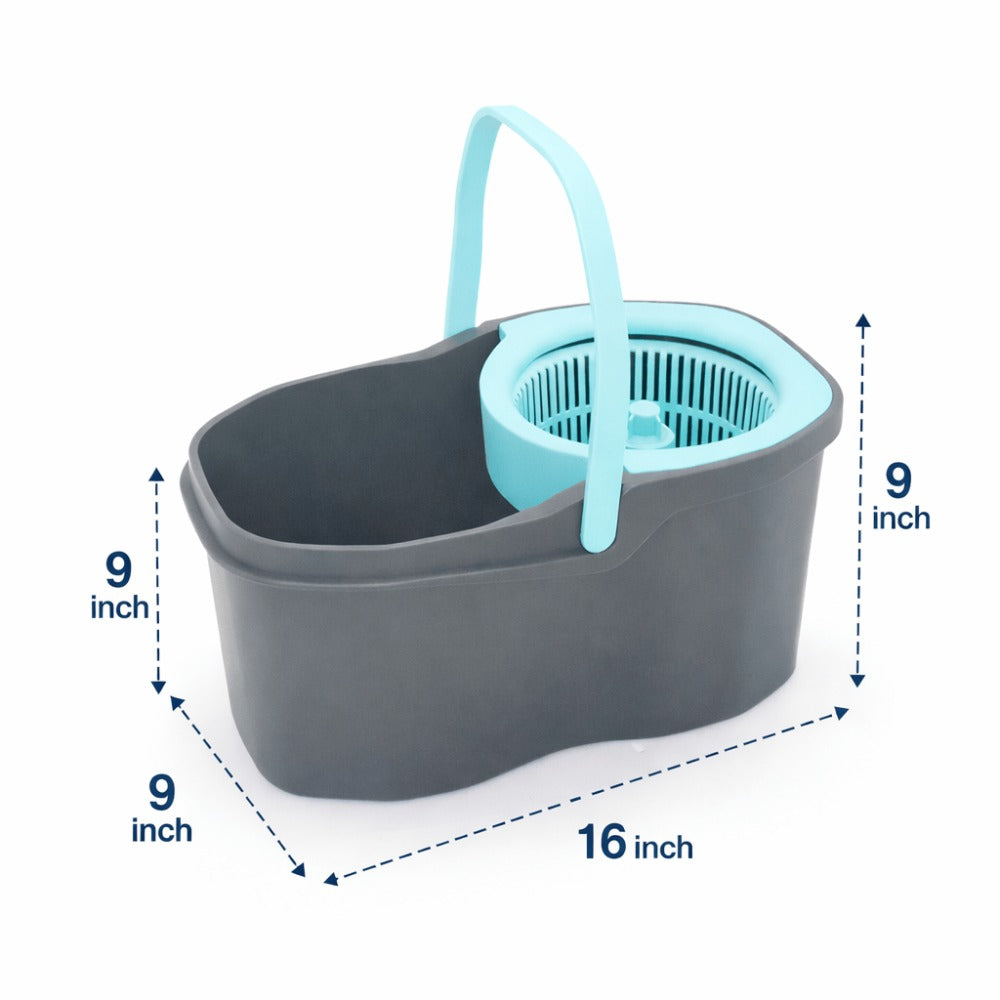 360 Spin Mop and Bucket Set with Wringer - Stainless Steel Extended Handle Spinning Mop Bucket System with Microfiber Mop Refills for Hardwood, Tile & Laminate Floor Cleaning, Black Blue Pink Red