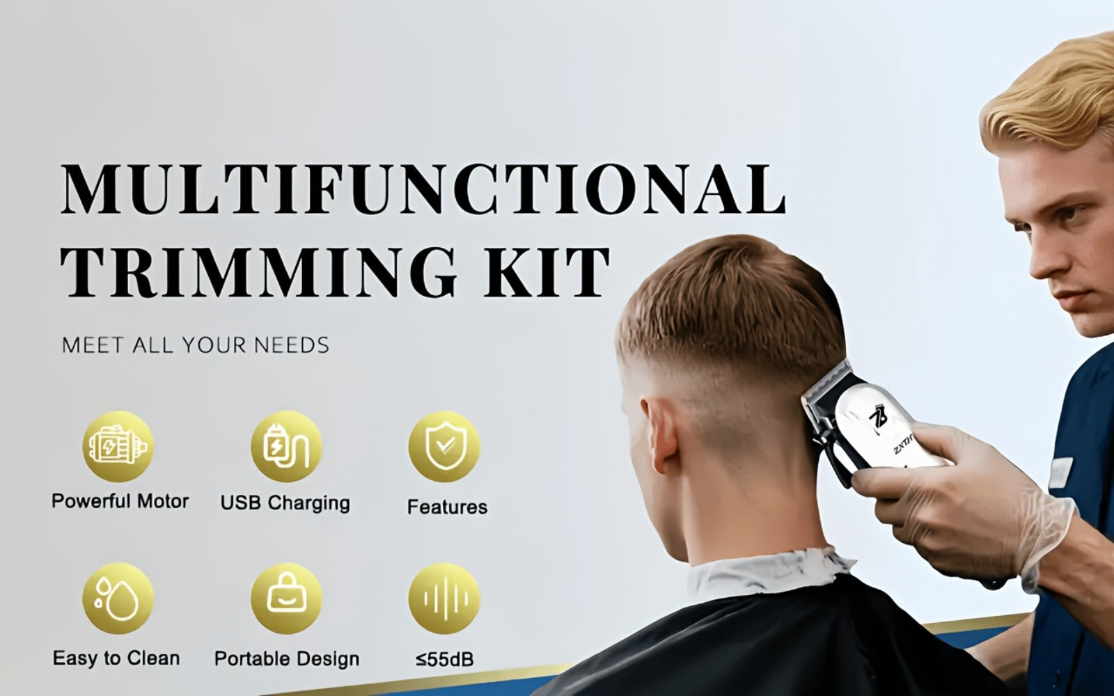 Professional Hair Clipper Kit 9-in-1 Trimmer for Haircut Bald Head Shaving LCD Display USB Fast Charge Long Battery Stainless Steel Blade 4 Guide Combs for Home Barbershop