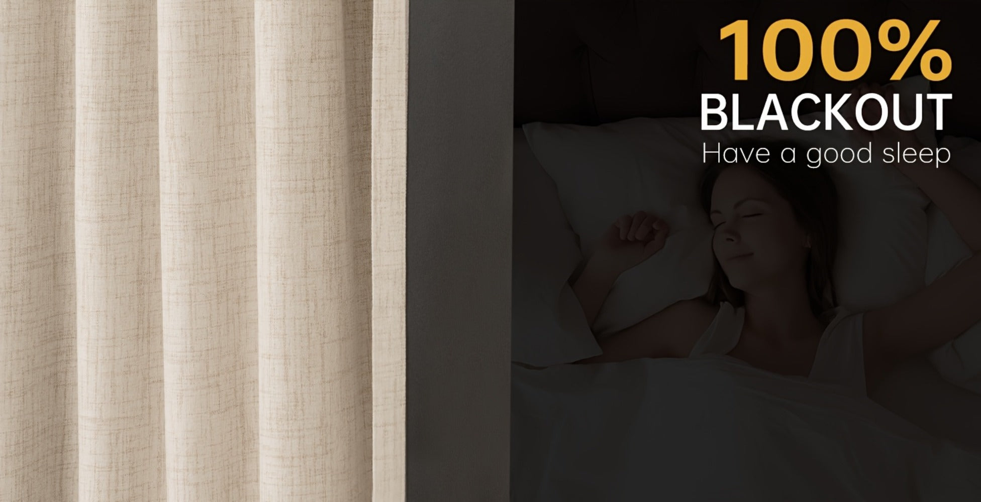 100% Blackout Curtains 4 Panels Faux Linen Textured Thermal Insulated Drapes - Room Darkening Window Curtains for Living Room Bedroom, Clip Rings & Rod Pocket, Energy Efficient Home Decor 50W x 84-120L