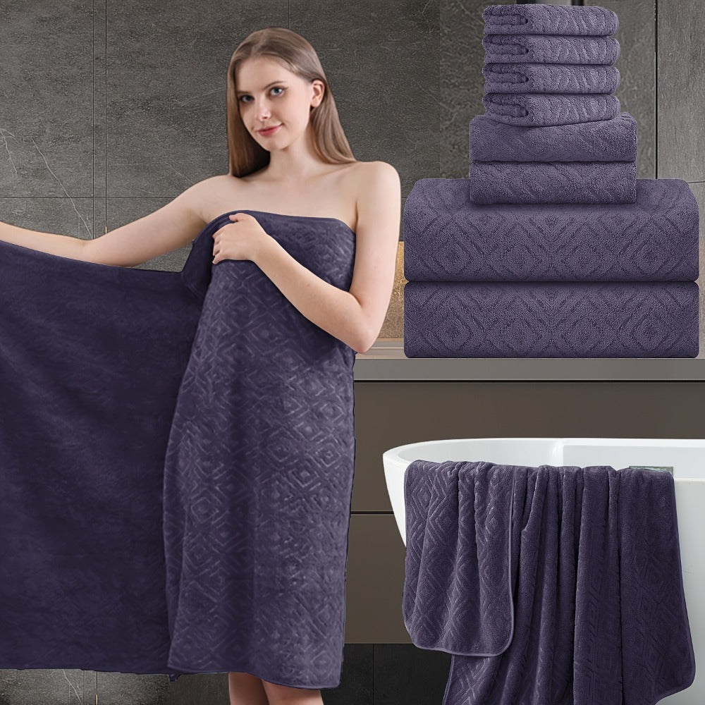 700GSM Bath Towel Set 8 Piece Extra Large Ultra Soft Thick - Highly Absorbent Quick Dry | 2 Oversized Bath Towels 2 Hand Towels 4 Washcloths | 16 Colors | Bathroom Hotel Gym Spa Adult Gift Set