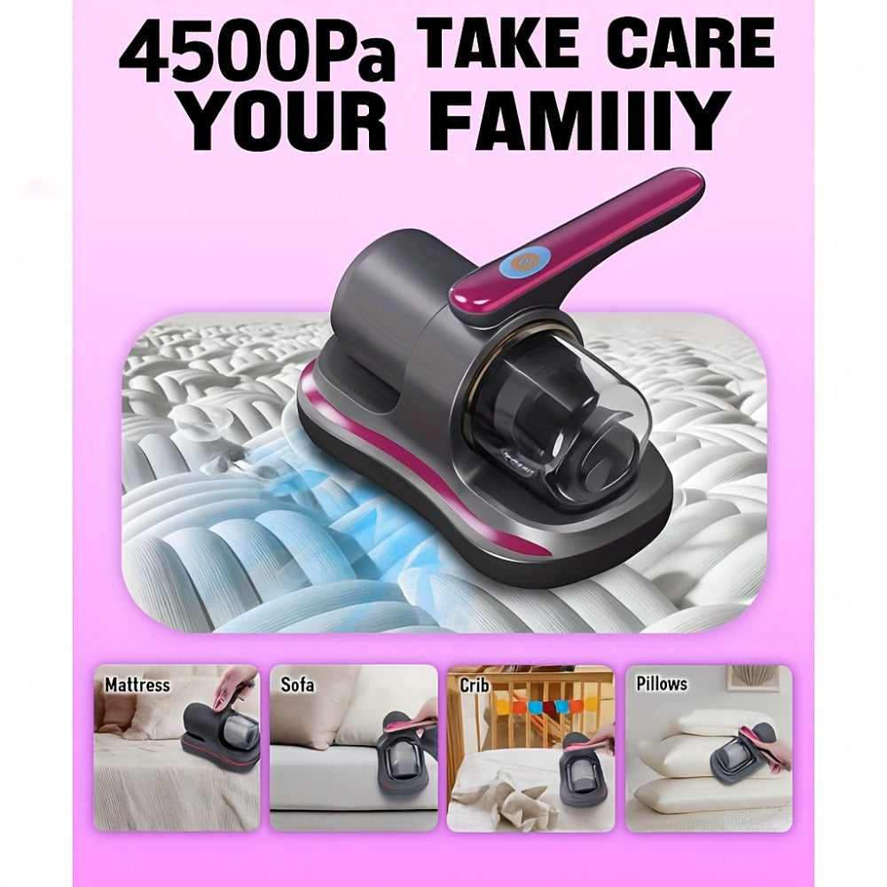 Mattress Vacuum Cleaner Handheld Bed Deep Cleaning with Super Suction & Washable Filter - Low Noise Design for Beds, Sofas, Pet Hair & Carpets, Portable Lightweight Upholstery Vacuum, 2025 Upgrade