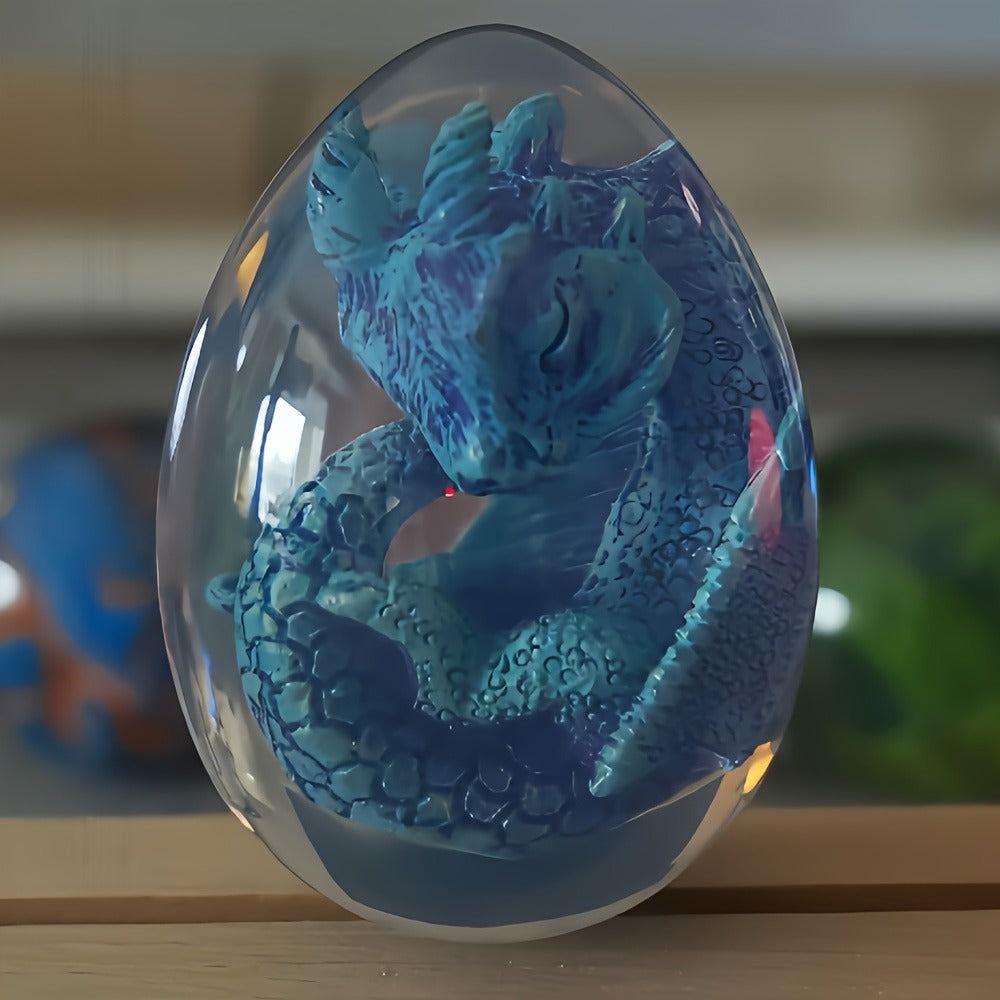 Dragon Egg Statue Crystal Transparent Resin Dinosaur Egg Figurine Handcrafted Collectible for Fantasy Lovers Home Decor Shelf Display Birthday Gift