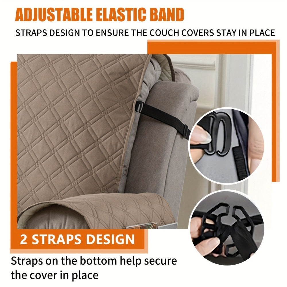 Recliner Chair Cover Waterproof Dual-Layer with Side Pockets Non-Slip Scratch Resistant Machine Washable Pet Protection 11 Colors