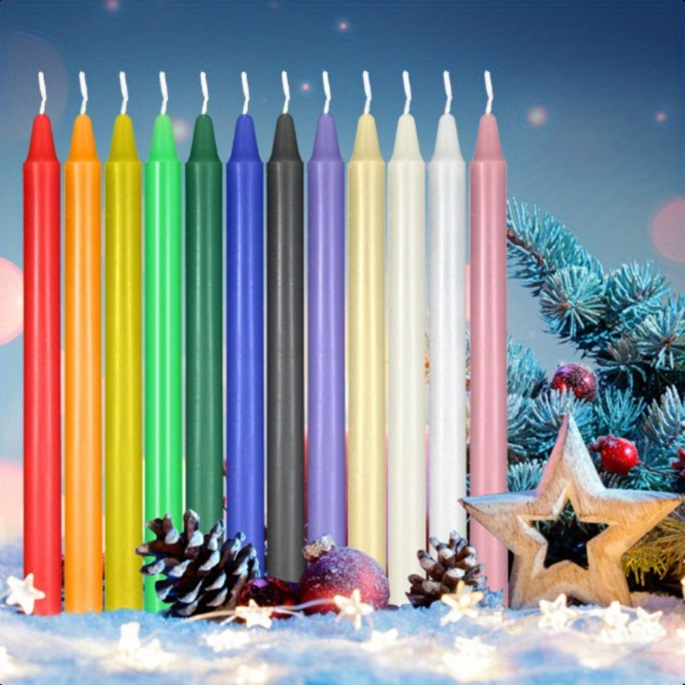 Colored Chime Candles Spell Candles Set Unscented Taper Candles 6.3in for Witchcraft Altar Ritual Meditation Prayer ¨C 12 Assorted Colors, Halloween Gothic Decor, Magic Candle Holder Compatible