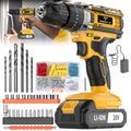Cordless Drill Set 20V - Tegatok Impact Drill Kit with 45Nm Torque, 23-Speed Settings, LED Light, 2.0Ah Battery & Fast Charger, 58/136/145pcs Accessories for Home Renovation, Woodworking & Metal Drilling