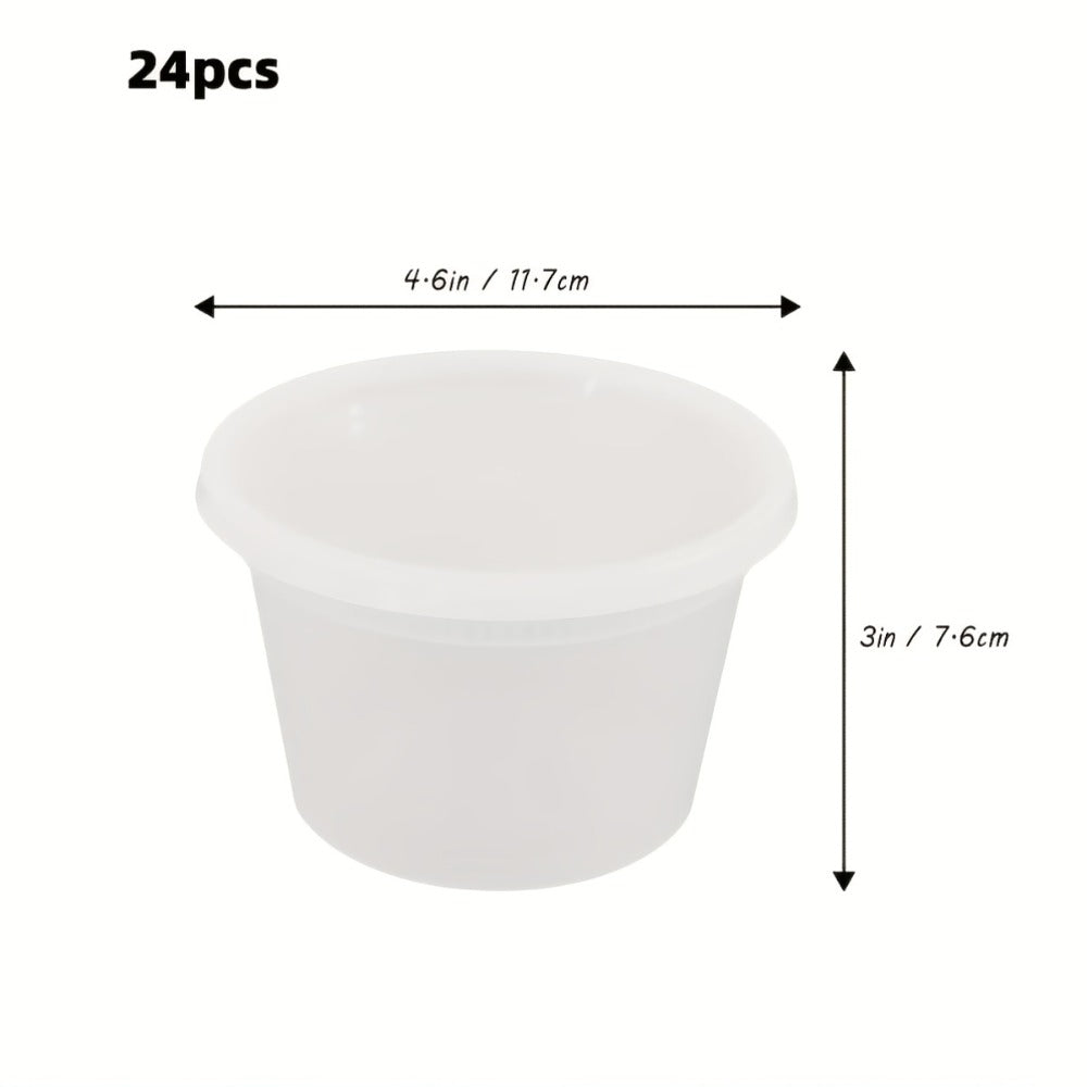 Deli Containers with Lids 48 Pack 16oz - BPA-Free Leakproof Plastic Food Containers Microwave Dishwasher and Freezer Safe, Stackable Meal Prep Containers for Takeout Soup Salad and Food Storage, 24 Containers and 24 Lids