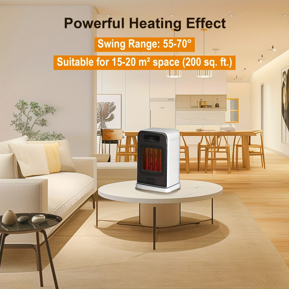Ceramic Space Heater 1500W Fast Heating - 4 Modes, Adjustable Thermostat, Overheat & 70¡ã Tip-Over Protection, Portable Electric Heater Fan for Office, Desk, Room & Indoor Use, White